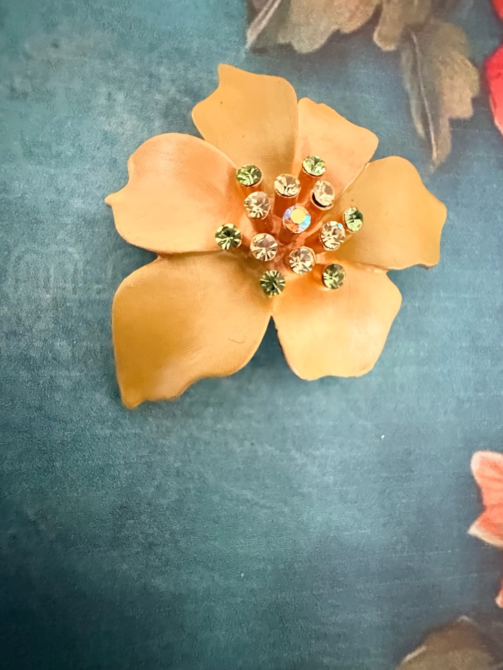 Gold Floral Crystal Brooch - Women Accessories
